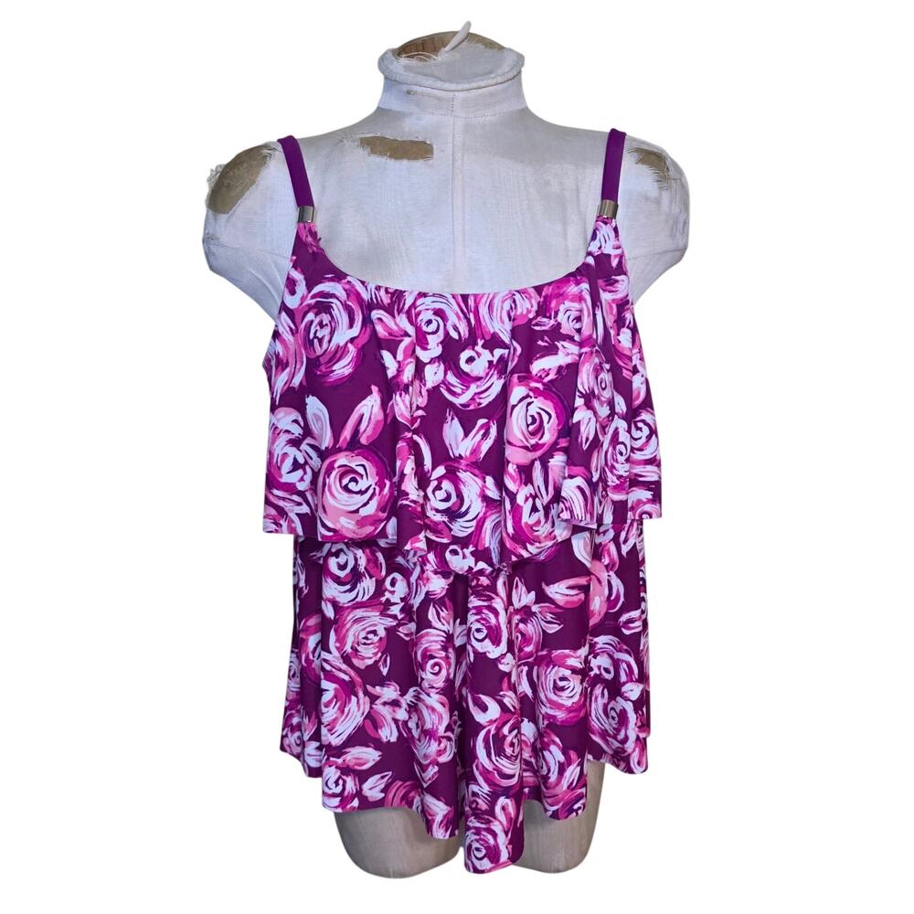 Maxine of Hollywood Tankini Top‎ Floral Pink Size 20W